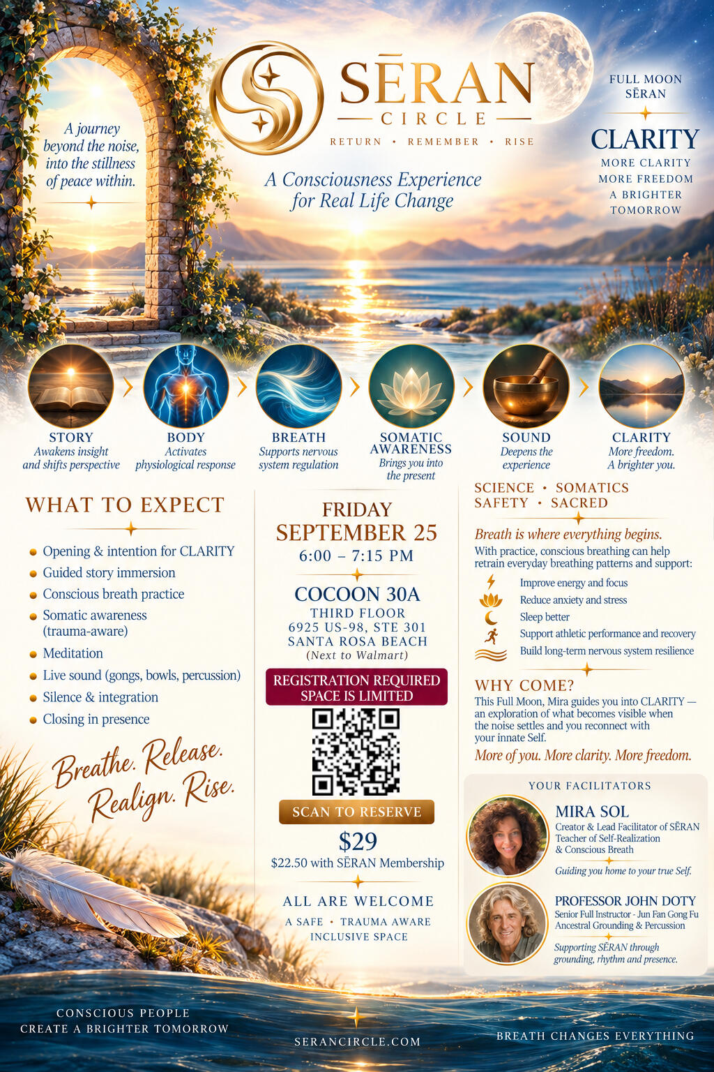 The Art of Receiving | Full Moon SĒRAN Journey Full Moon SĒRAN Journey, The Art of Receiving, with Mira Sol at Cocoon 30A in Santa Rosa Beach, Florida.